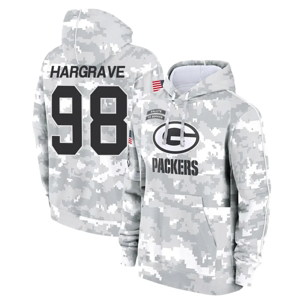 GB.Packers #98 Javon Hargrave Player Arctic Camo Salute to Service Hoodies Limited Game Ldoa Stitched Jerseys