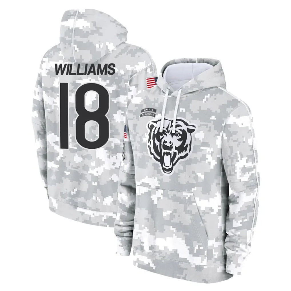 C.Bears #18 Caleb Williams Player Arctic Camo Salute to Service Pullover Hoodies Limited Ldoa Stitched Jerseys
