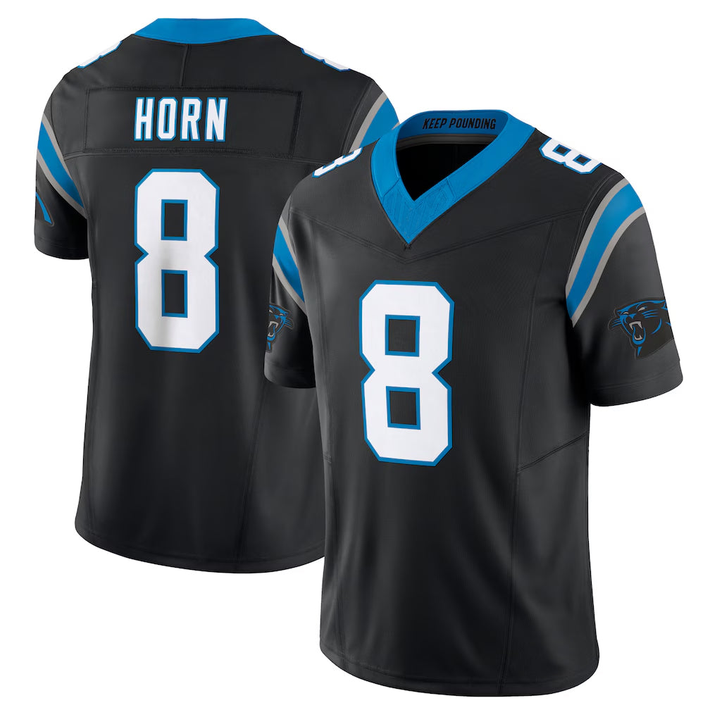 C.Panthers #8 Jaycee Horn Player Black Vapor F.U.S.E. Limited Home Game Ldoa Stitched Jerseys