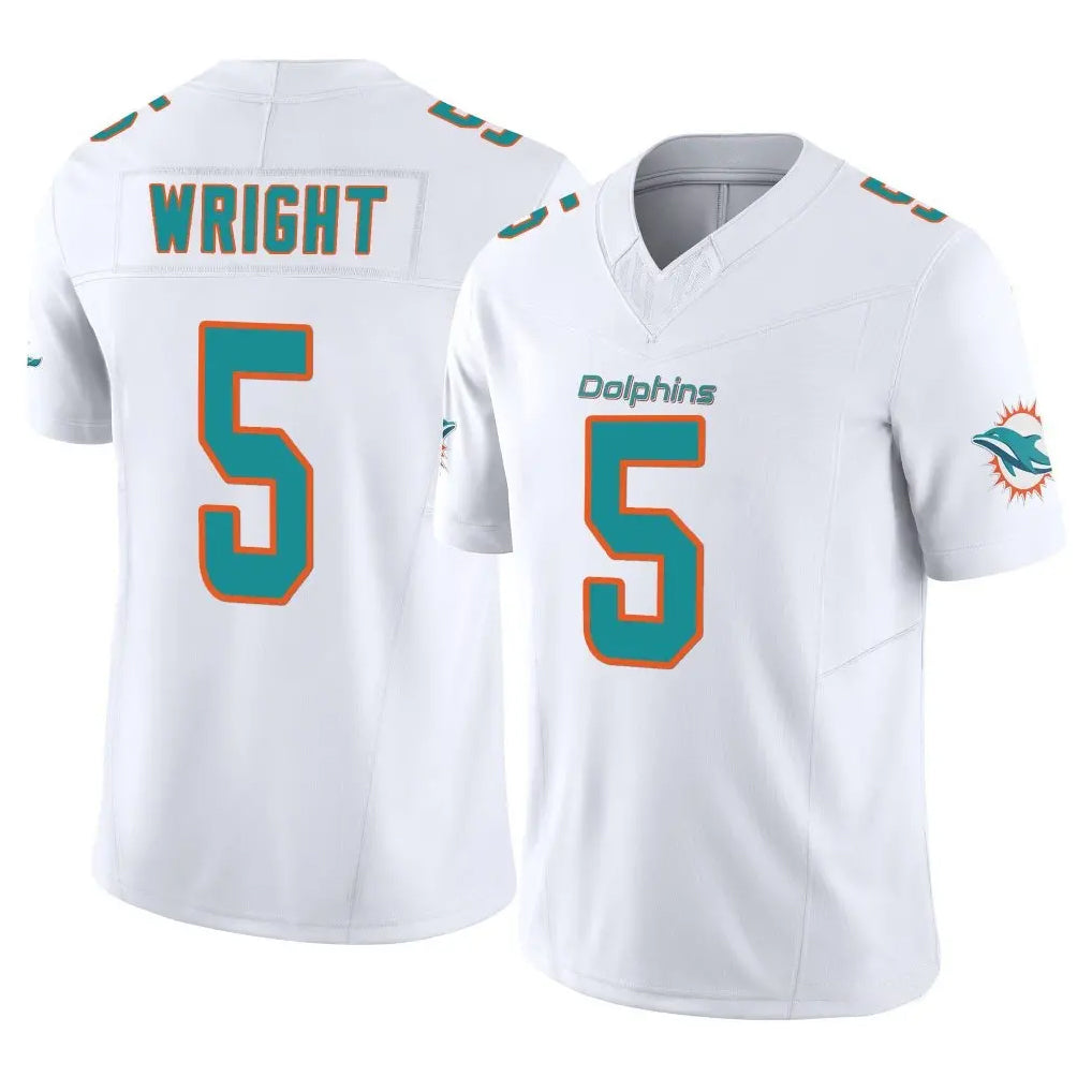 M.Dolphins #5 Jaylen Wright Player White Limited Vapor F.U.S.E. Home Game Ldoa Stitched Jerseys