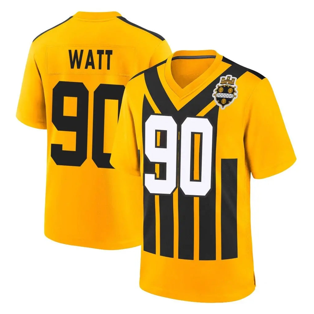 P.Steelers #90 T.J. Watt Player Gold Limited 1933 Throwback Home Game Ldoa Stitched Jerseys