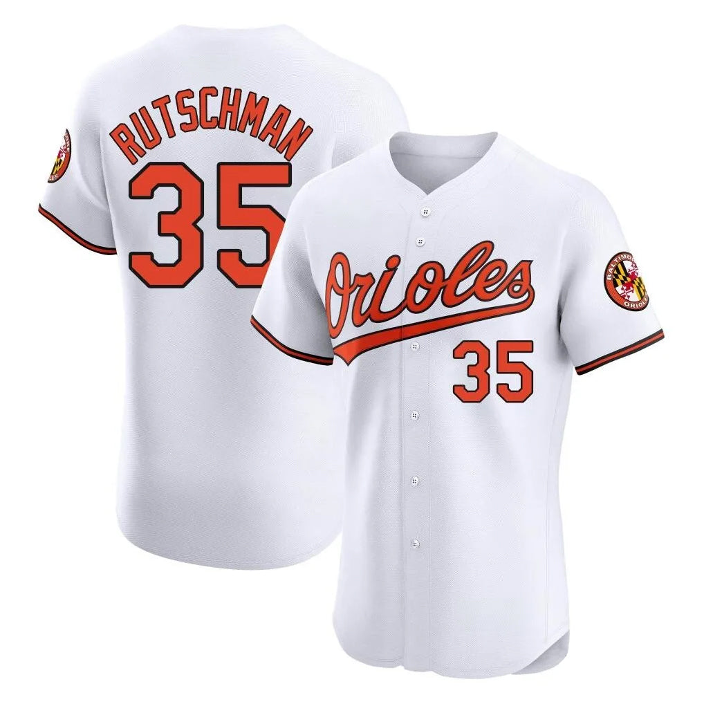 B.Orioles #35 Adley Rutschman Player White Limited Elite Home Game Ldoa Stitched Jerseys