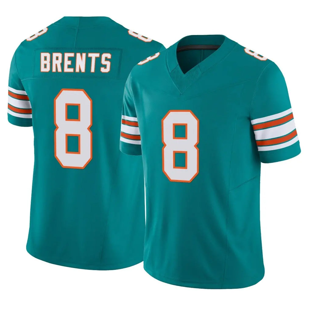 M.Dolphins #8 JuJu Brents Player Aqua Limited Alternate Vapor F.U.S.E. Home Game Ldoa Stitched Jerseys