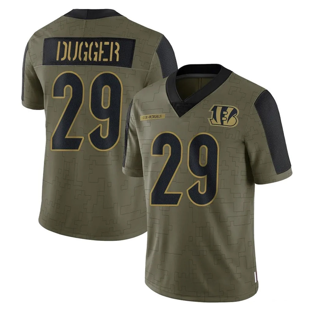 C.Bengals #29 Kyle Dugger Player Olive Salute to Service Game Ldoa Stitched Jerseys