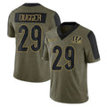 C.Bengals #29 Kyle Dugger Player Olive Salute to Service Game Ldoa Stitched Jerseys