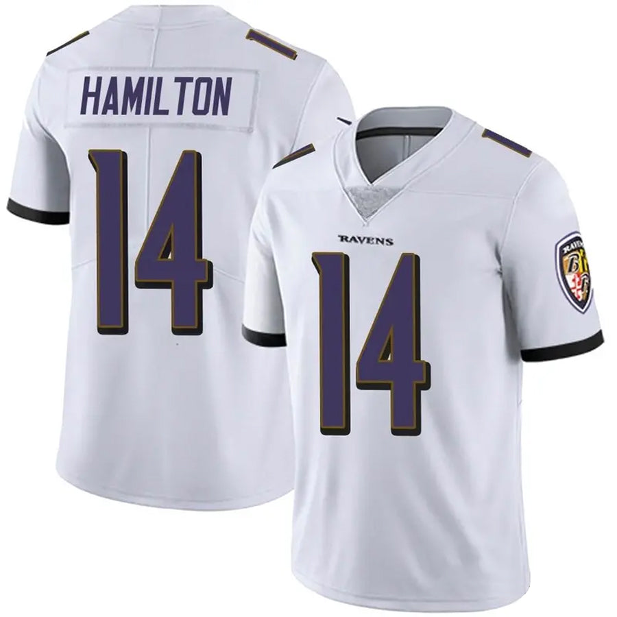 B.Ravens #14 Kyle Hamilton Player White Vapor F.U.S.E. Limited Ldoa Stitched Jerseys