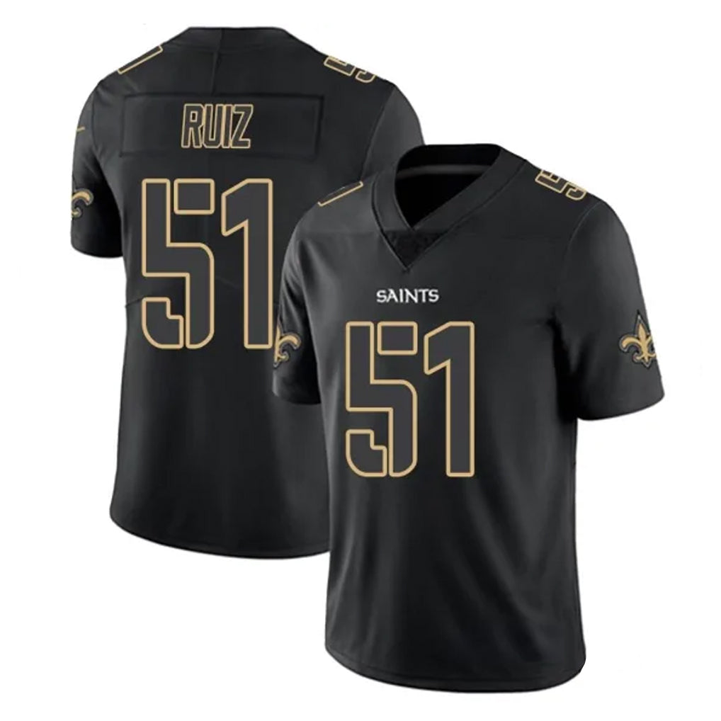 NO.Saints #51 Cesar Ruiz Player Black Impact Limited Home Game Ldoa Stitched Jerseys