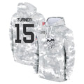 M.Vikings #15 Dallas Turner Player Arctic Camo Salute to Service Pullover Hoodies Limited Game Ldoa Stitched Jerseys