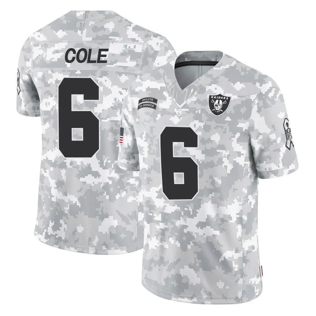 LV.Raiders #6 A.J. Cole Player Arctic Camo Salute To Service Limited Game Ldoa Stitched Jerseys