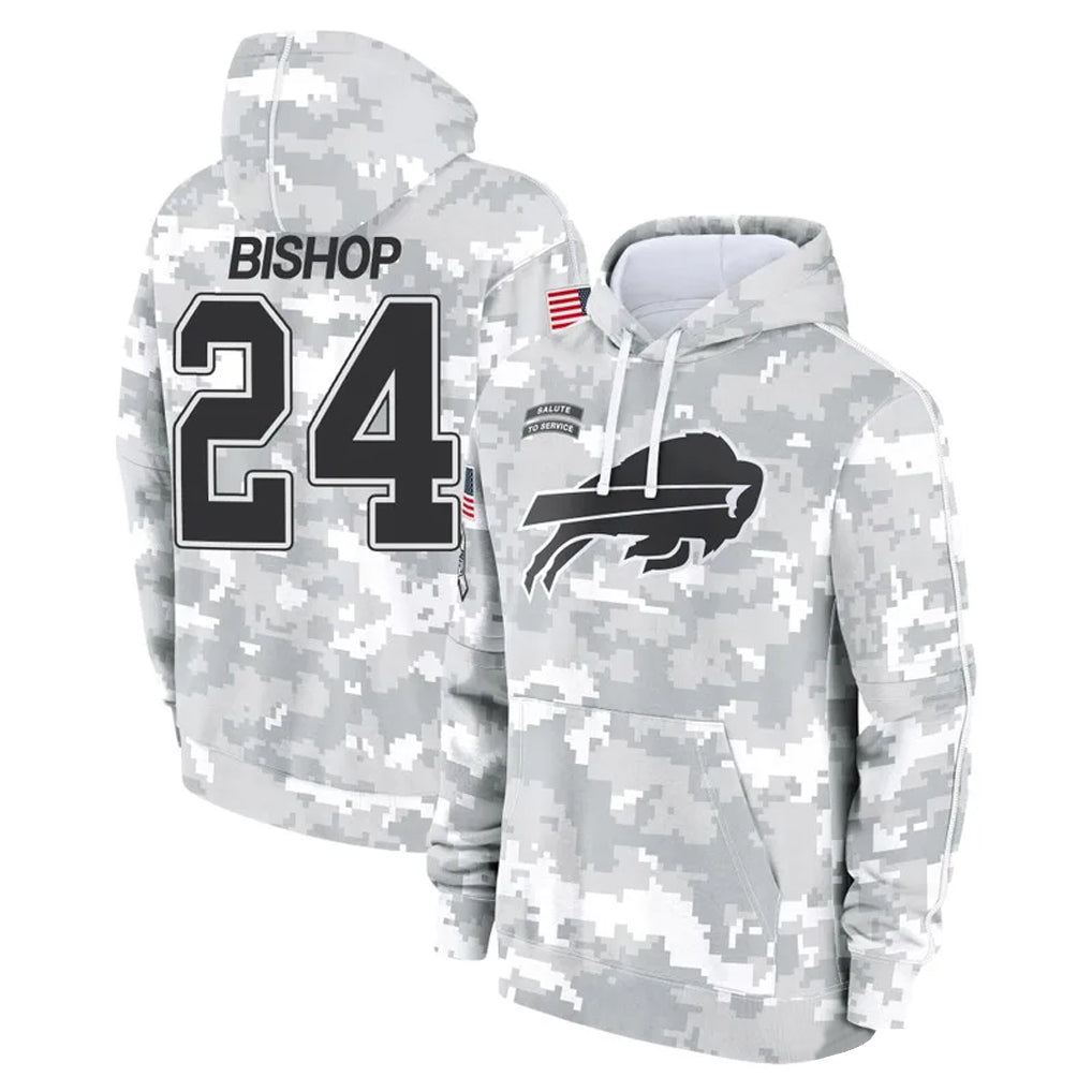 B.Bills #24 Cole Bishop Player Arctic Camo Salute to Service Hoodies Limited Ldoa Stitched Jerseys