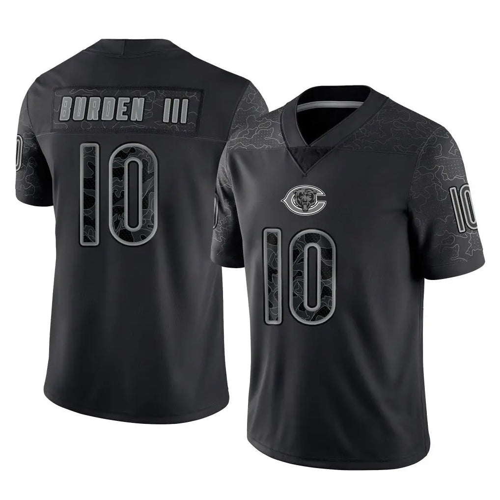 C.Bears #10 Luther Burden III Player Black REFLECTIVE Limited Game Ldoa Stitched Jerseys