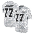 C.Browns #77 Zion Johnson Player Arctic Camo Salute to Service Limited Home Game Ldoa Stitched Jerseys
