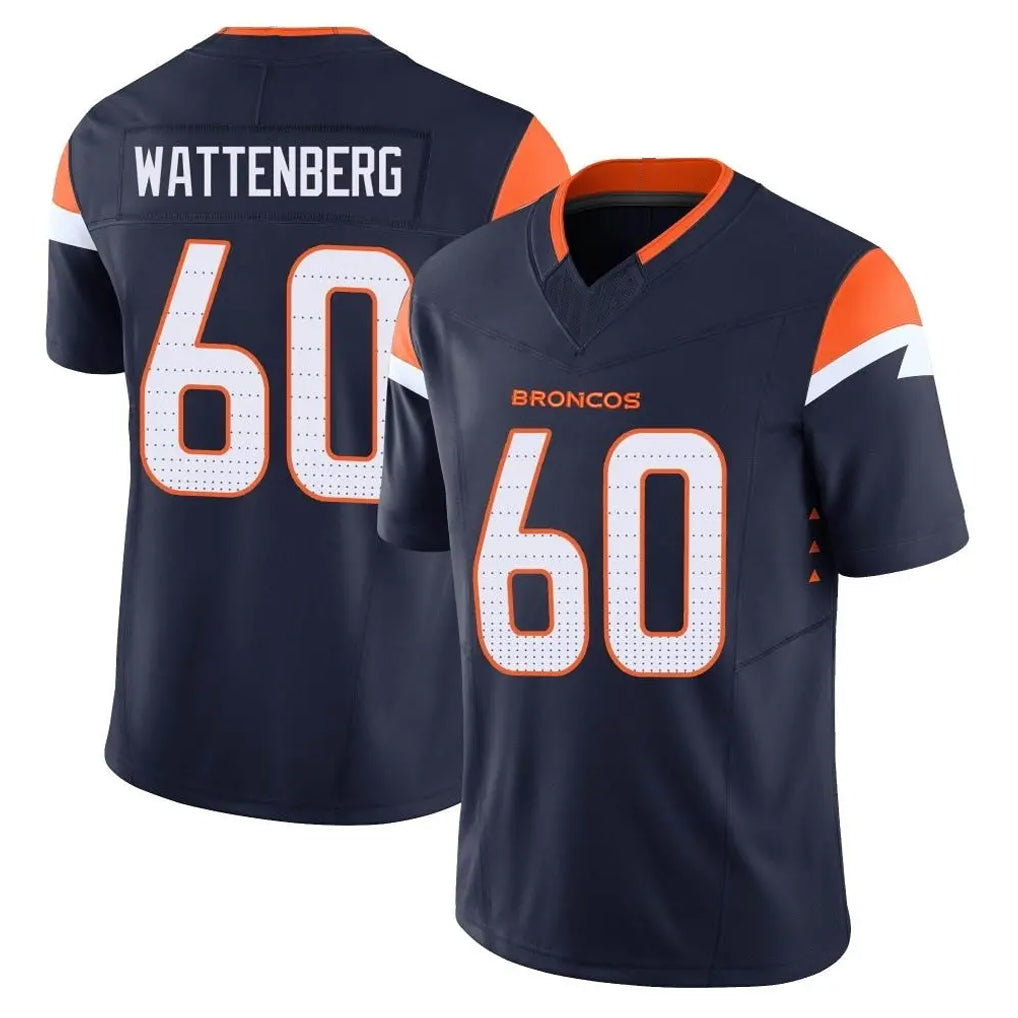 D.Broncos #60 Luke Wattenberg Player Navy Limited Vapor F.U.S.E. Home Game Ldoa Stitched Jerseys