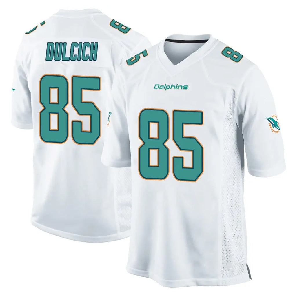 M.Dolphins #85 Greg Dulcich Player White Home Game Ldoa Stitched Jerseys