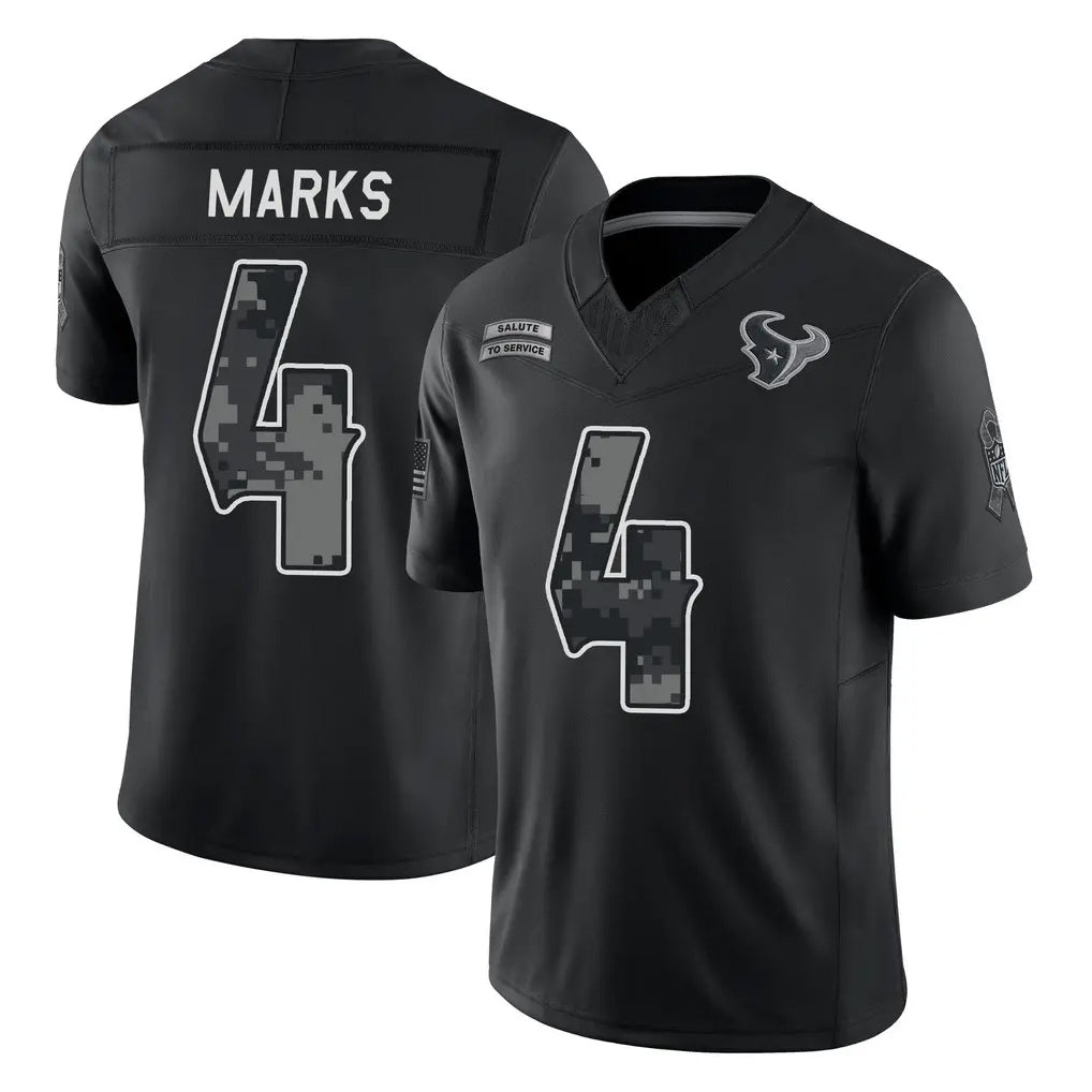 H.Texans #4 Woody Marks Player Black Limited 2026 Salute to Service Home Game Ldoa Stitched Jerseys