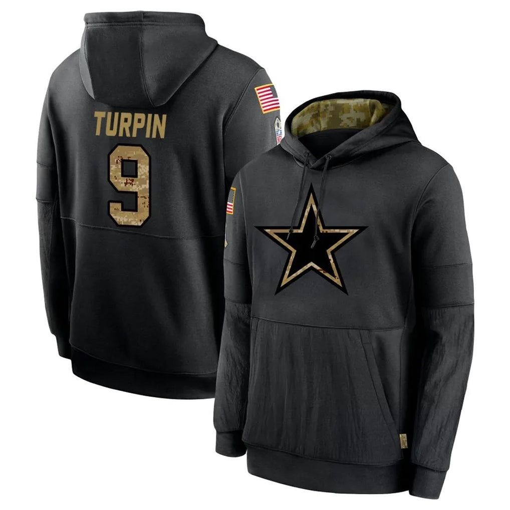 D.Cowboys #9 KaVontae Turpin Player Black Salute to Service Pullover Hoodies Limited Ldoa Stitched Jerseys