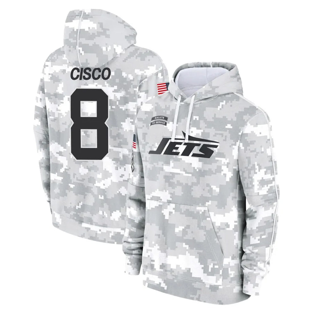 NY.Jets #8 Andre Cisco Player Arctic Camo Salute to Service Pullover Hoodies Limited Game Ldoa Stitched Jerseys
