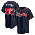 A.Braves #99 Spencer Strider Player Navy Home Game Ldoa Stitched Jerseys