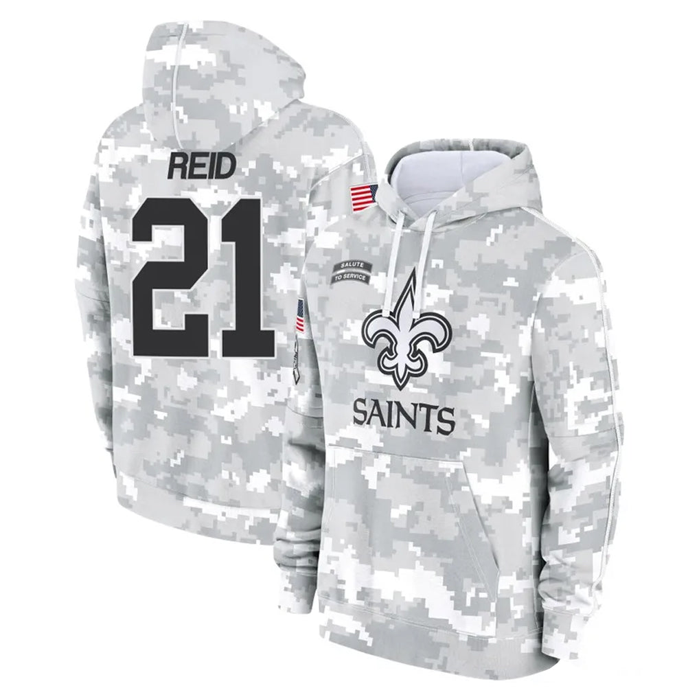 NO.Saints #21 Justin Reid Player Arctic Camo Salute to Service Pullover Hoodies Limited Game Ldoa Stitched Jerseys