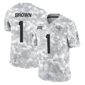 J.Jaguars #1 Montaric Brown Player Arctic Camo Salute To Service Limited Game Ldoa Stitched Jerseys