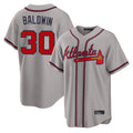 A.Braves #30 Drake Baldwin Player Gray Home Game Ldoa Stitched Jerseys