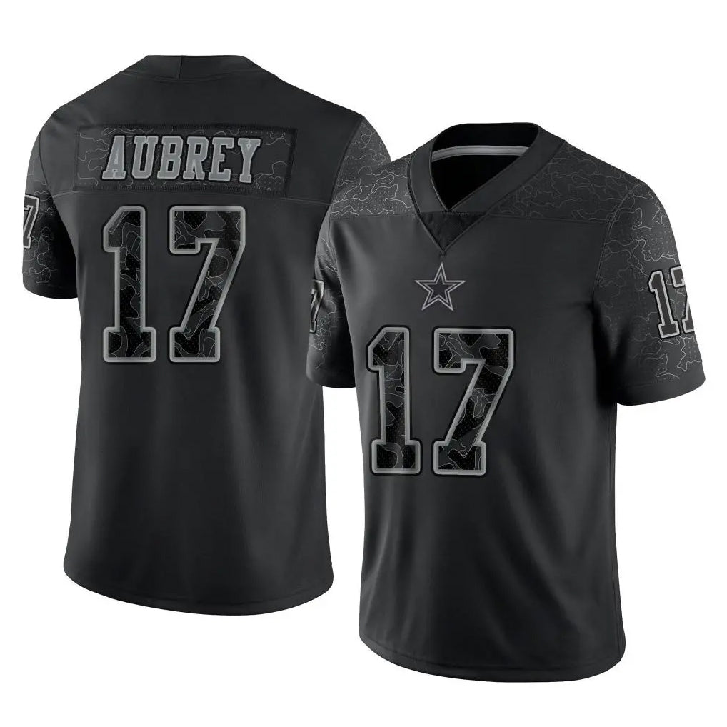 D.Cowboys #17 Brandon Aubrey Player Black Limited Reflective Home Game Ldoa Stitched Jerseys