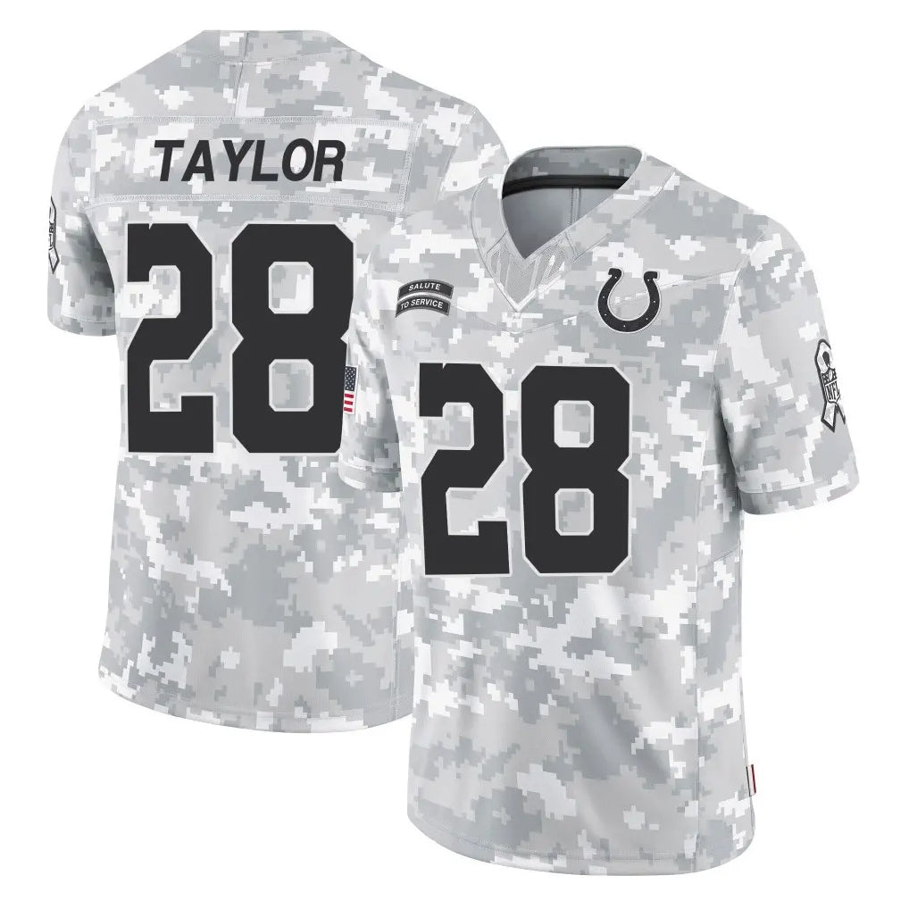 IN.Colts #28 Jonathan Taylor Player Arctic Camo Salute To Service Limited Game Ldoa Stitched Jerseys