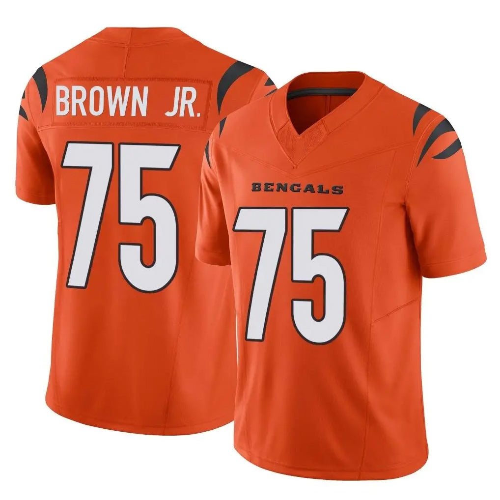 C.Bengals #75 Orlando Brown Jr. Player Orange Vapor F.U.S.E. Limited Home Game Ldoa Stitched Jerseys