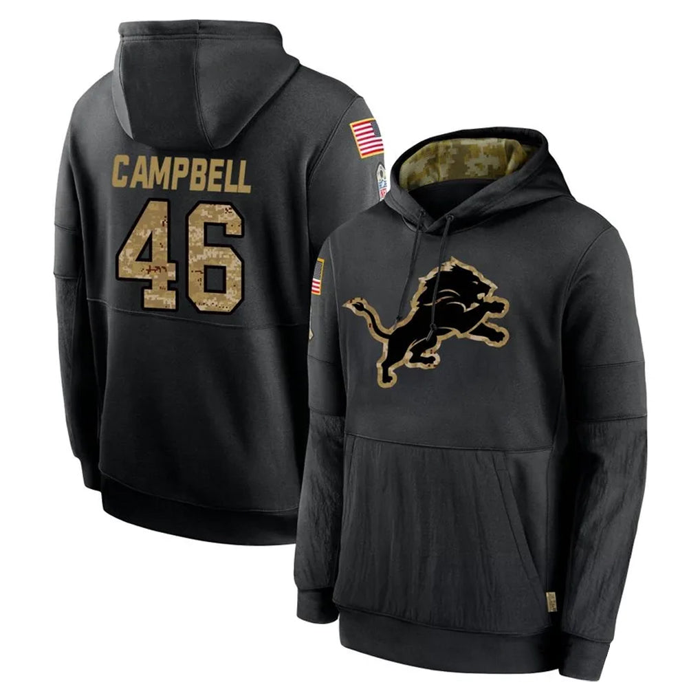 D.Lions #46 Jack Campbell Player Black Salute to Service Hoodies Limited Game Ldoa Stitched Jerseys