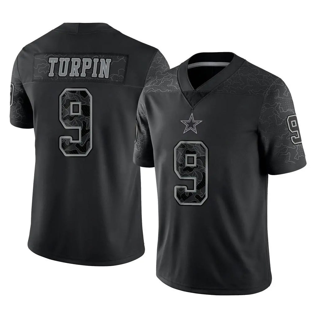 D.Cowboys #9 KaVontae Turpin Player Black Limited Reflective Home Game Ldoa Stitched Jerseys
