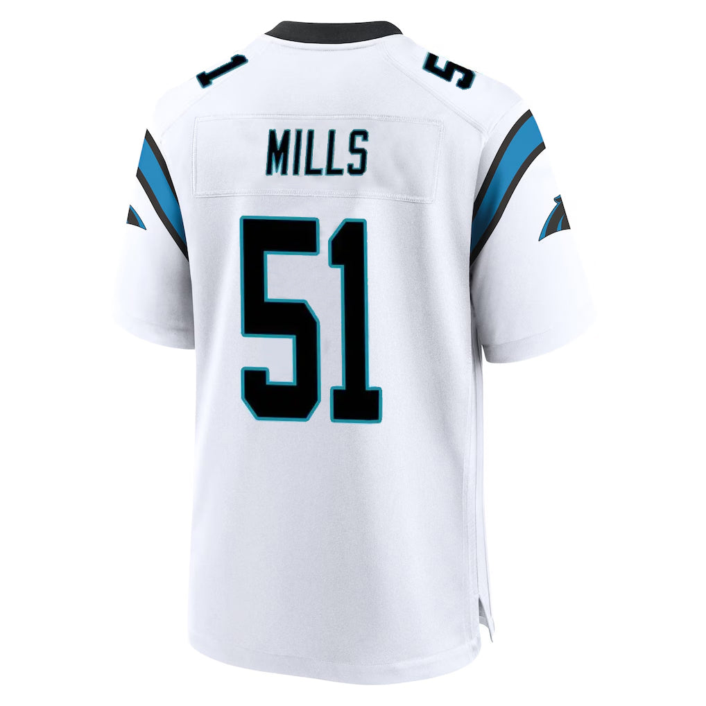 C.Panthers #51 Sam Mills Player White Home Game Ldoa Stitched Jerseys