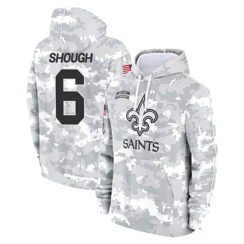 NO.Saints #6 Tyler Shough Player Arctic Camo Salute to Service Pullover Hoodies Limited Game Ldoa Stitched Jerseys