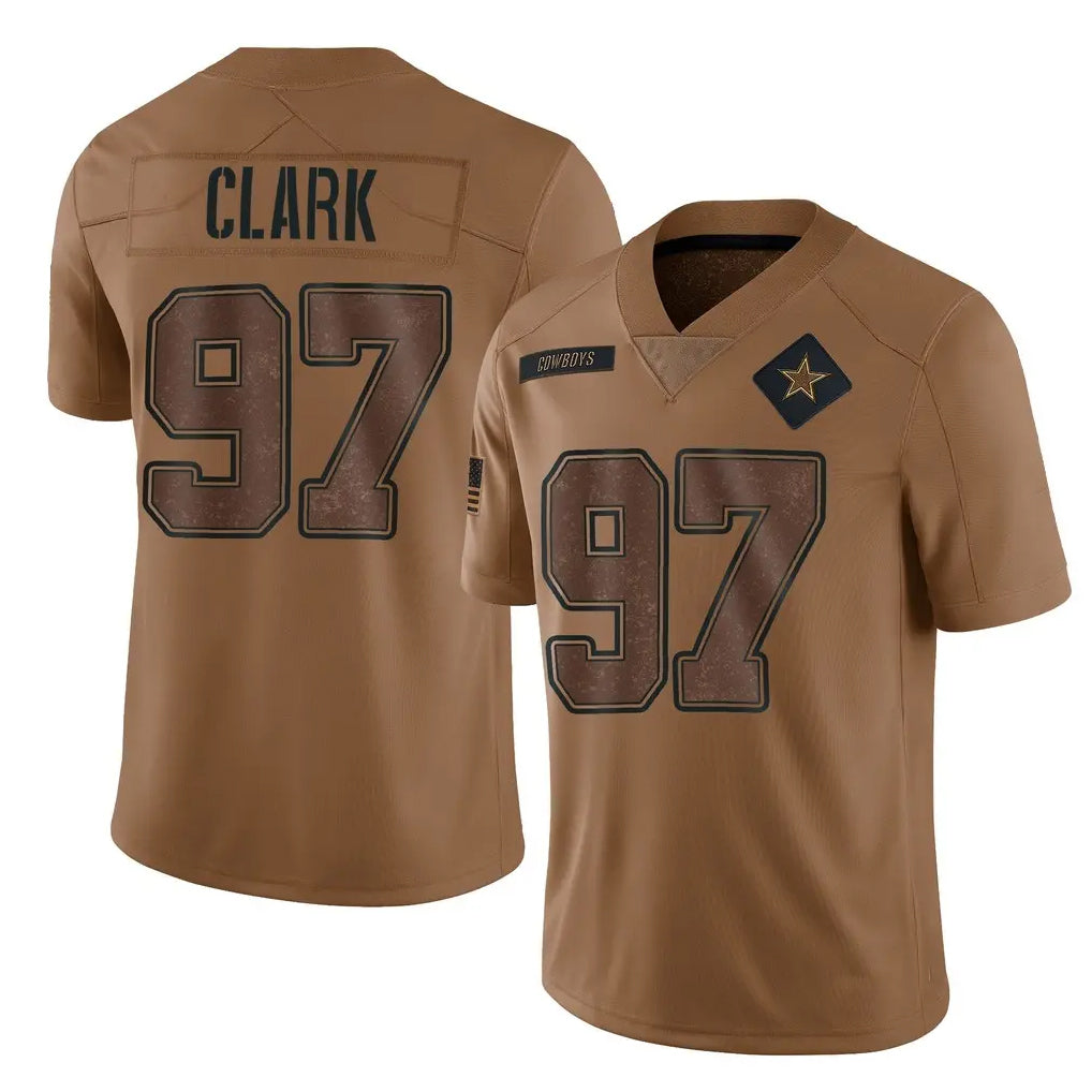 D.Cowboys #97 Kenny Clark Player Brown Salute to Service Limited Home Game Ldoa Stitched Jerseys