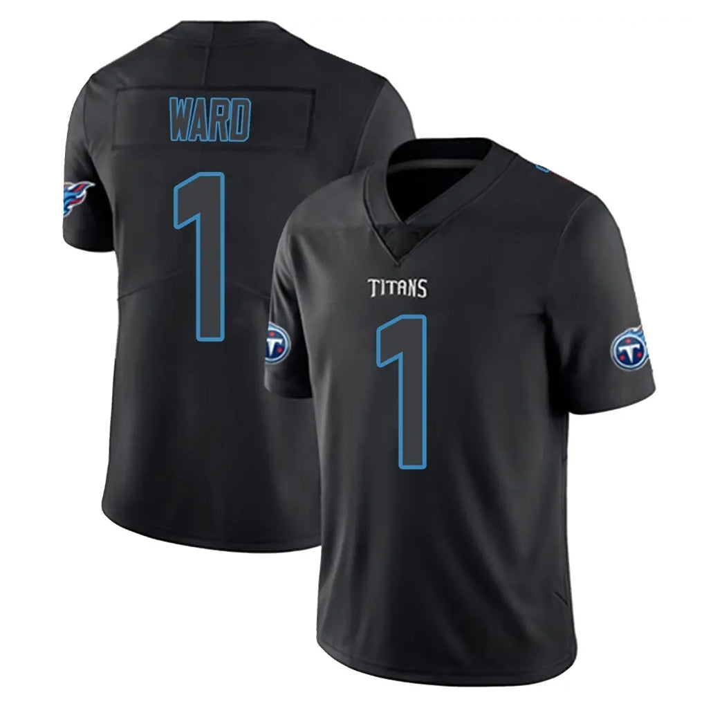 T.Titans #1 Cam Ward Player Black Impact Limited Home Game Ldoa Stitched Jerseys