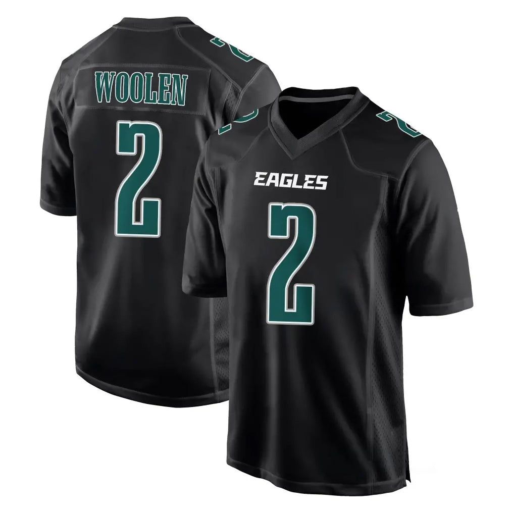 P.Eagles #2 Riq Woolen Player Carbon Black Fashion Home Game Ldoa Stitched Jerseys